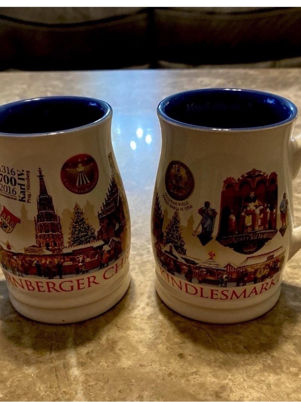 Set of 2 Vintage 2016 Nuremberg Germany Christmas Market Glühwein Mugs